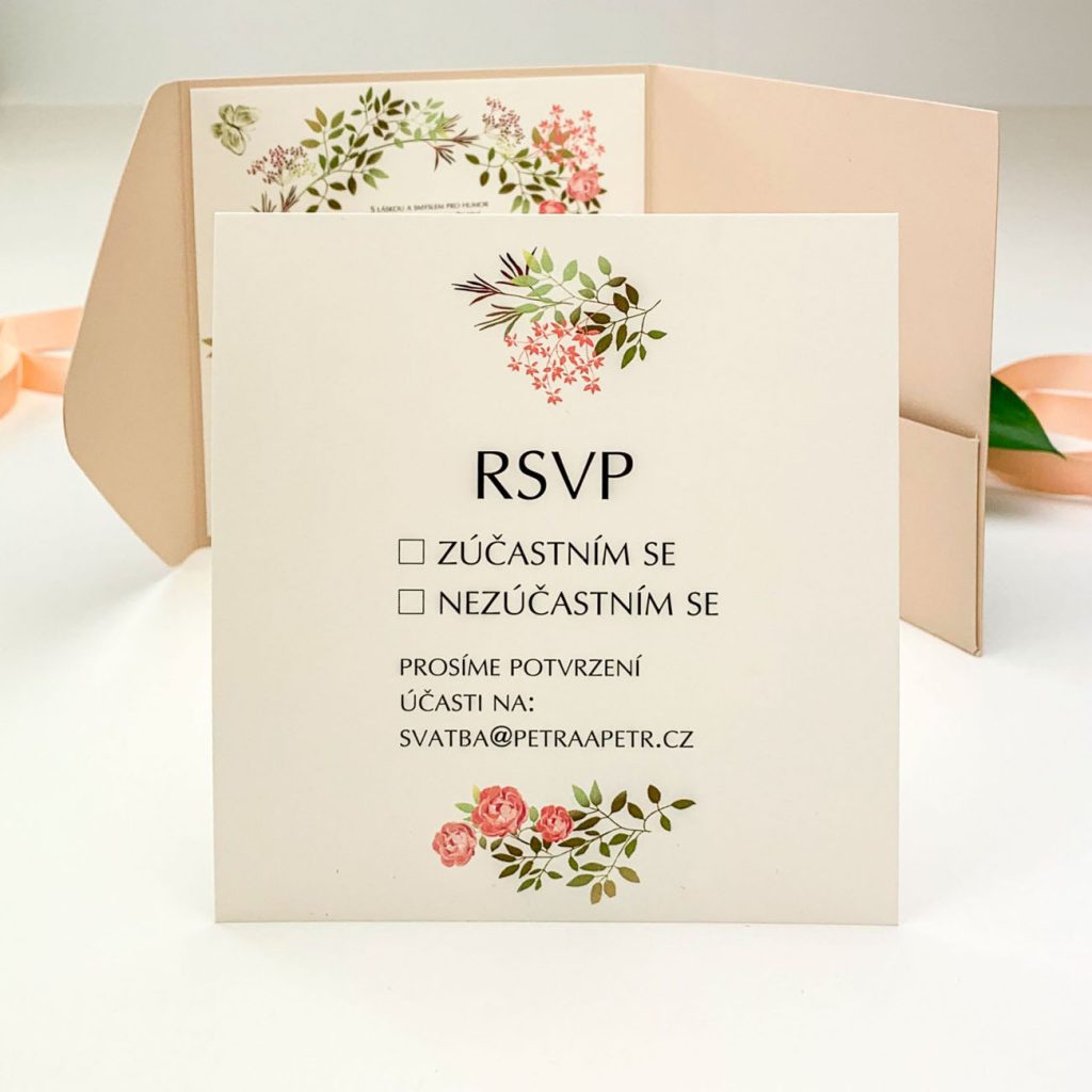 RSVP kartička, svatební pozvání.