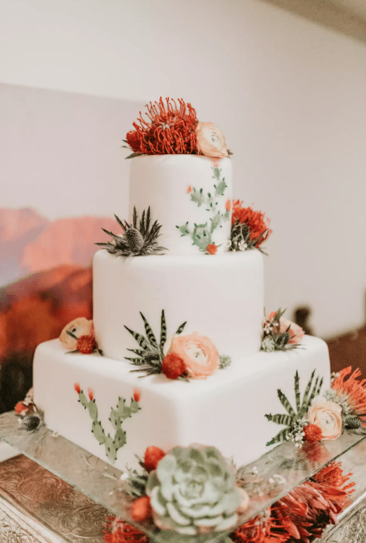 svatební dort sukulenty