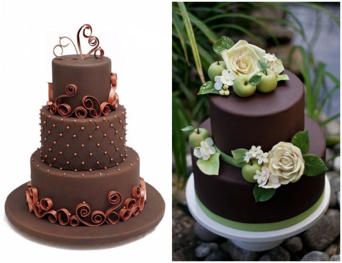 Čokoládové svatební dorty