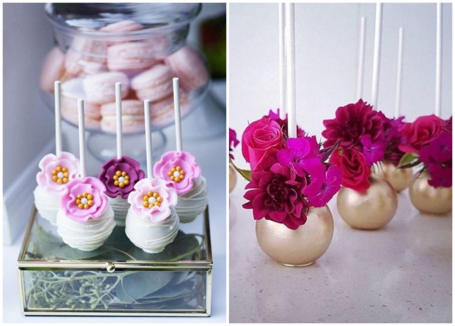 Cake pops květinové, dortová lízátka s květinami