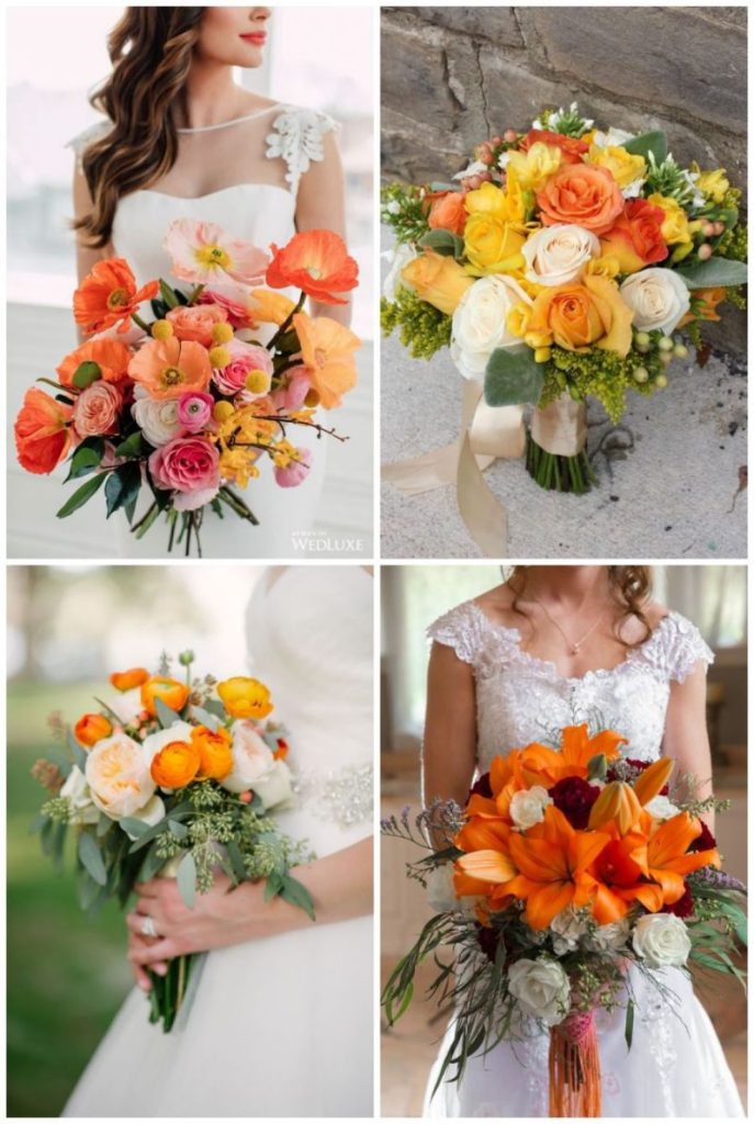Oranžová svatební kytice