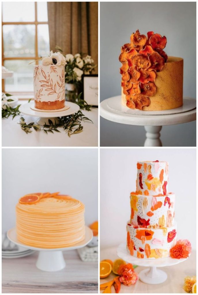 Oranžové svatební dorty