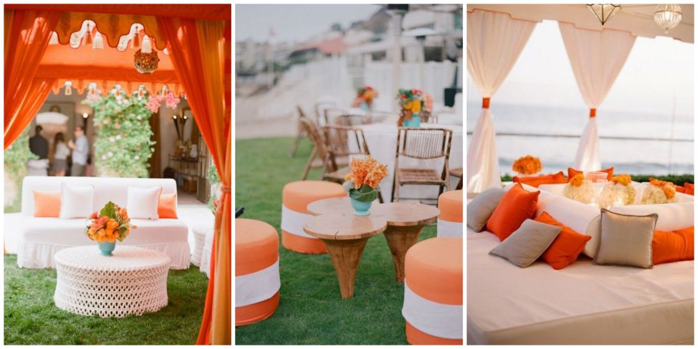 Oranžové vybavení svatebního lounge