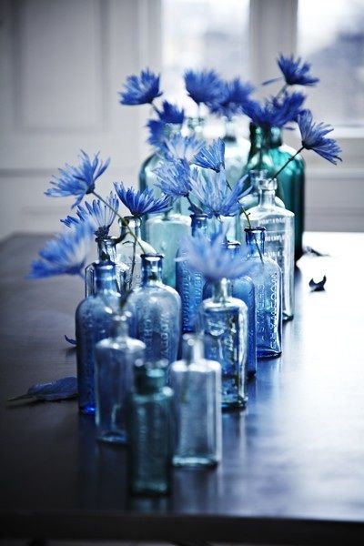 Modré dekorační vázičky